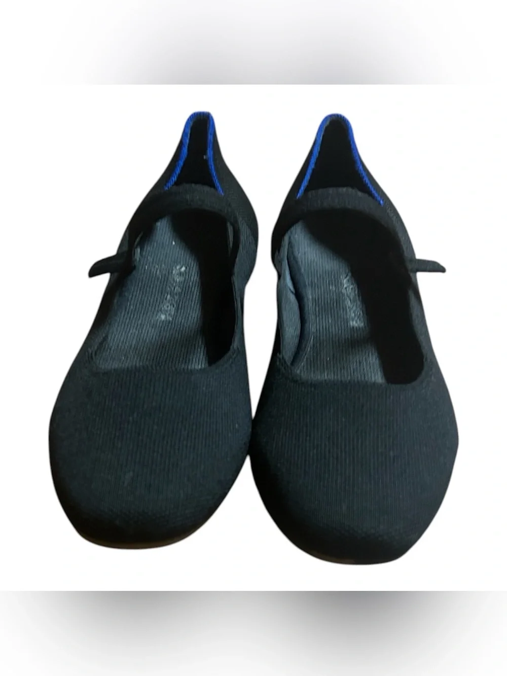 Rothy's Black Mary Jane Flats with Blue Accent